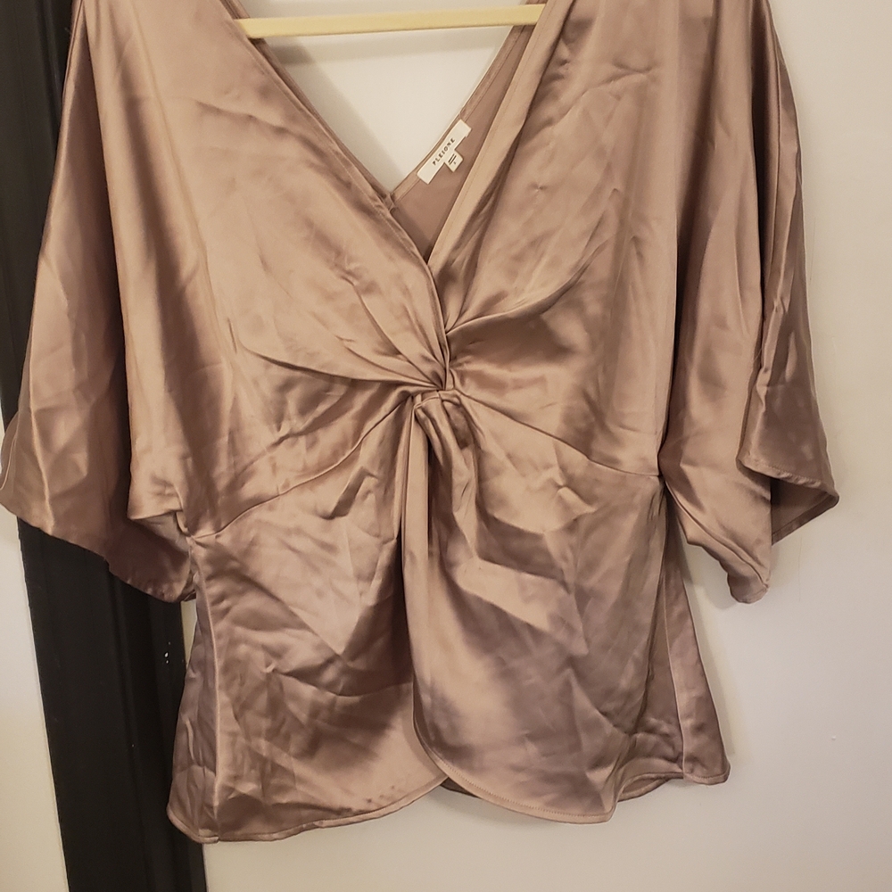 Pleione Mauve Satin Knot Blouse